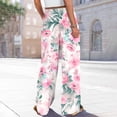 thumbnail image 7 of TRUBKH boho pants for women High Waist Wide Leg Pants Floral Solid Long Palazzo Pants Casual High Waist Pant 2025 Beach Vacation Outfits beach outfits for women travel outfits for women Light Pink L, 7 of 7