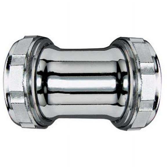 Plumb Pak Brass Straight Repair Coupling Chrome Finish - Heavy Duty - 1-1/4 In. Silver