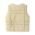 thumbnail image 3 of Rohuuque Women's Lightwieght Puffer Vest Cold Weather Zip Vest Sleeveless Down Jacket Crewneck Solid Color Sleeveless Jacket Khaki, 3 of 4
