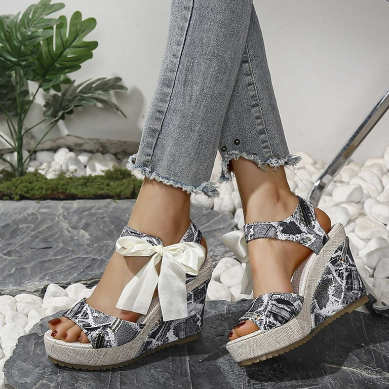 Wedge Sandals for Women Ladies Wide Fit Wedges Sandals Leopard Print Peep Toe Slingback Platform Sandals High Heels Ankle Strap Summer Beach Sandals