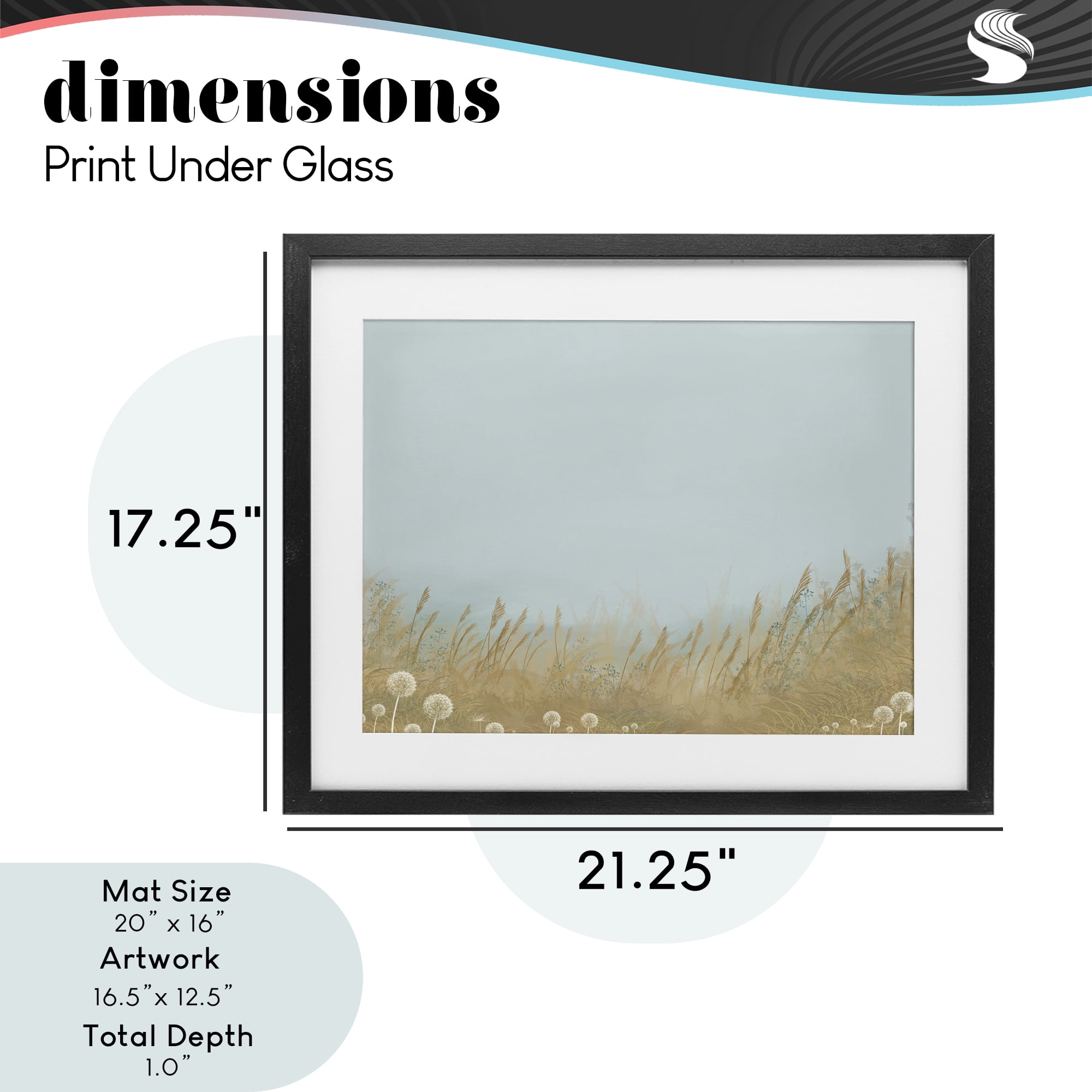 Misty Meadows Blowing in Wind Black Framed Print Under Glass, design by Renel Peters