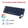 thumbnail image 4 of TFixol Clavier Sans Fil 61 Touches BT+2,4G Clavier Double Mode avec Effet Rétroéclairé RVB Moulage par Injection Bicolore ABS Touche Noire, 4 of 8