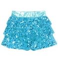 thumbnail image 5 of YUUMIN Kids Girls Lyrical Jazz Hip Hop Dance Sets Shiny Sequins Sleeveless Halter Crop Top with Waist Skirt Light Blue 6, 5 of 7