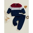 thumbnail image 2 of Suealasg Toddler Baby Boy 2Pcs Fall Outfits Long Sleeve Contrast Color Sweater + Pants Set 3 6 9 12 18 24 Months Infant Boys Fall  Winter Warm Clothes, 2 of 7