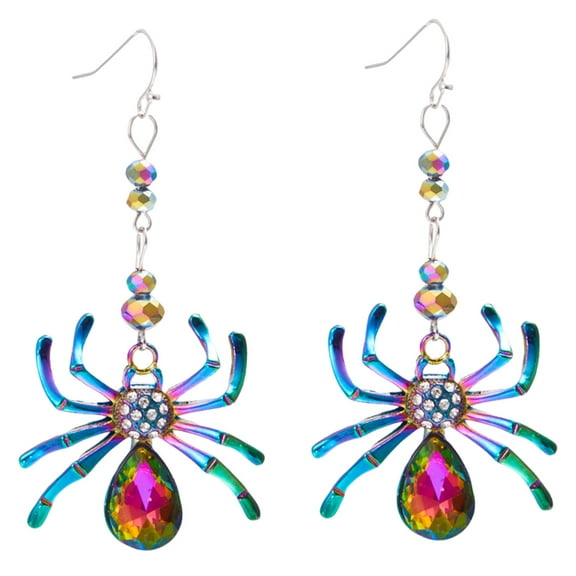 Halloween Spider Earrings for Women Gothic Black Spider Dangle Drop Earrings Colorful Spider Dangle Earrings Punk Spider long Earrings