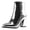 119#Silver, variant on Women's Pointed Toe Block Heel Dress Booties Patent Leather Chunky High Heel Ankle Boots