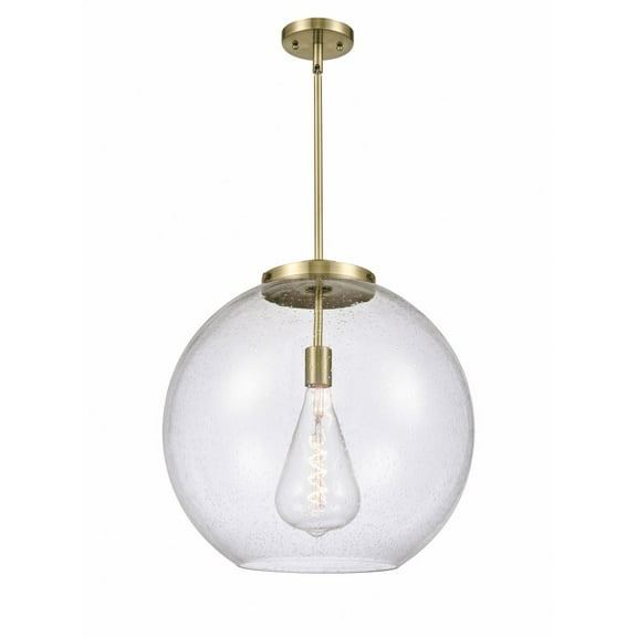 221-1S-AB-G124-18-Innovations Lighting-Athens - 1 Light Pendant In Industrial Style-18.38 Inches Tall and 17.75 Inches Wide-Antique Brass Finish-Seedy