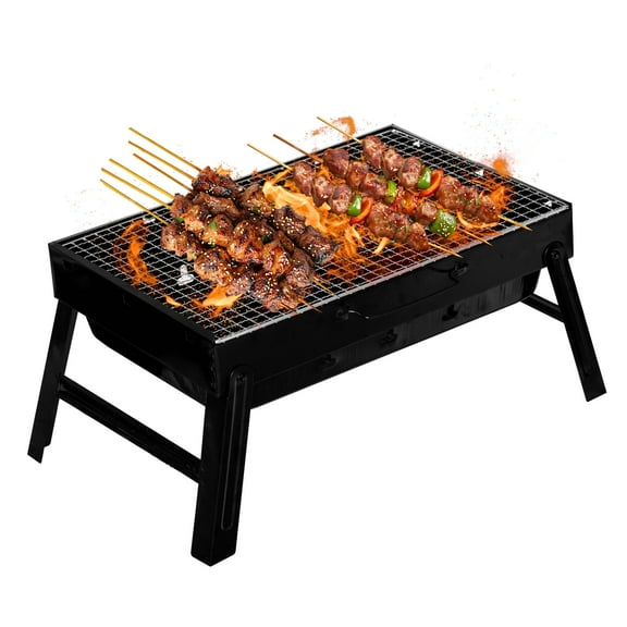 Gardenised Portable Charcoal Grill Foldable Stainless Steel BBQ for Camping Backyard Tailgating Hiking Picnic Travel Beach Parties Garden Gatherings Poolside Cooking Skewers & Outdoor Barbecues, Small