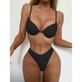 thumbnail image 5 of Fesfesfes Three-piece Bikini Suit for Women Bandage Solid Bikini Push-Up Padded Swimwear Swimsuit Beachwear Set, 5 of 9