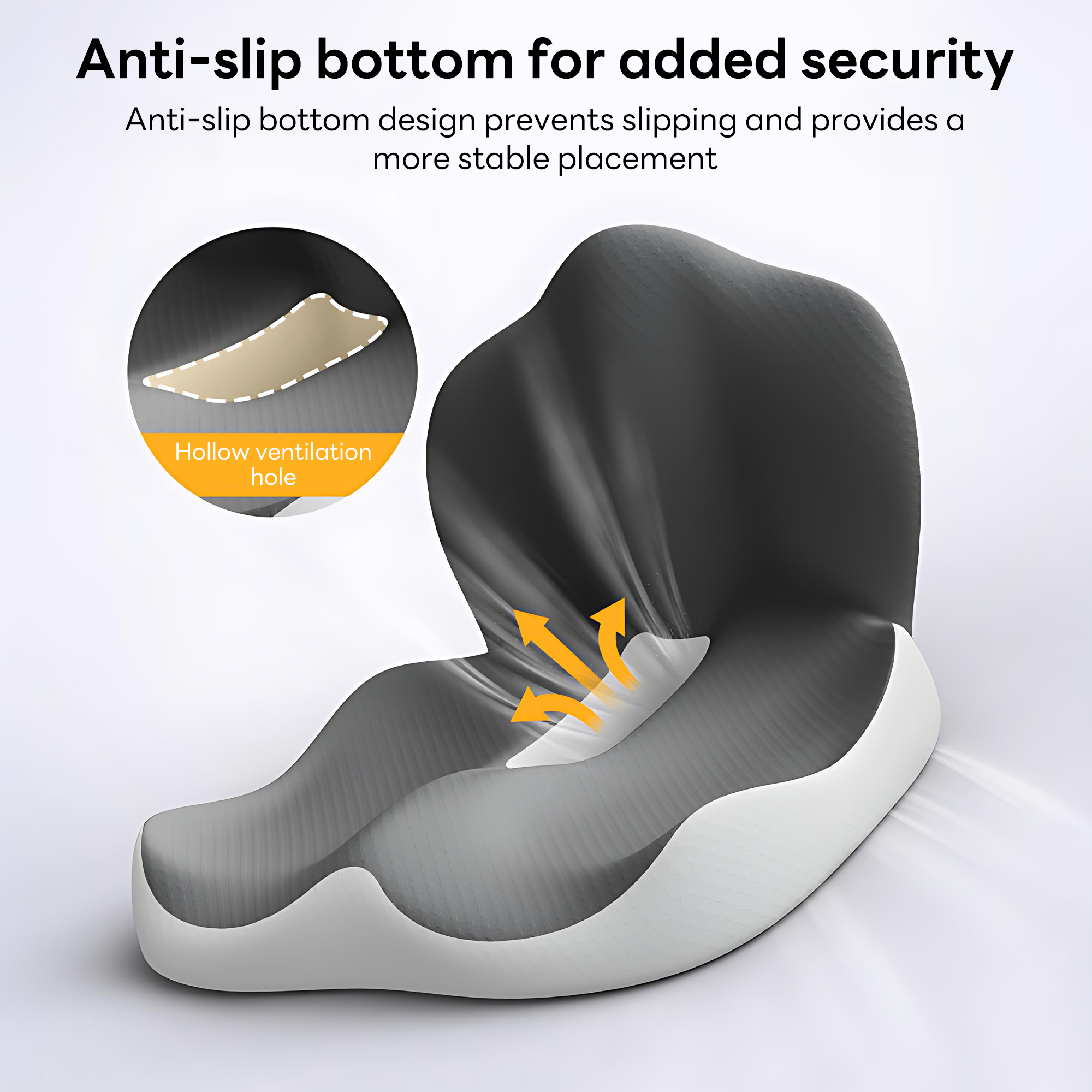 INSMART Ergonomic Seat Cushion with Lumbar Support – 2-in-1 Memory Foam Chair Pad for Posture Support & Comfort, Non-Slip Design for Office, Car, Wheelchair – 11.81" W x 16.54" D x 17.72" H