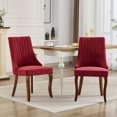 thumbnail image 3 of Chaises de Salle à Manger Rembourrées Rouges Lot de 2, Chaises de Salle à Manger Modernes du Milieu du Siècle, Chaise de Cuisine de Ferme pour Chambres à Coucher Salon Salle d'Attente, Chaise d'Appoint Sans Accoudoirs Confortable avec Pieds en Bois, 3 of 8
