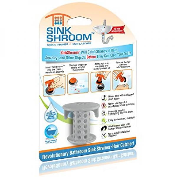 SinkShroom The Revolutionary Gray Sink Drain Protector Hair Catcher