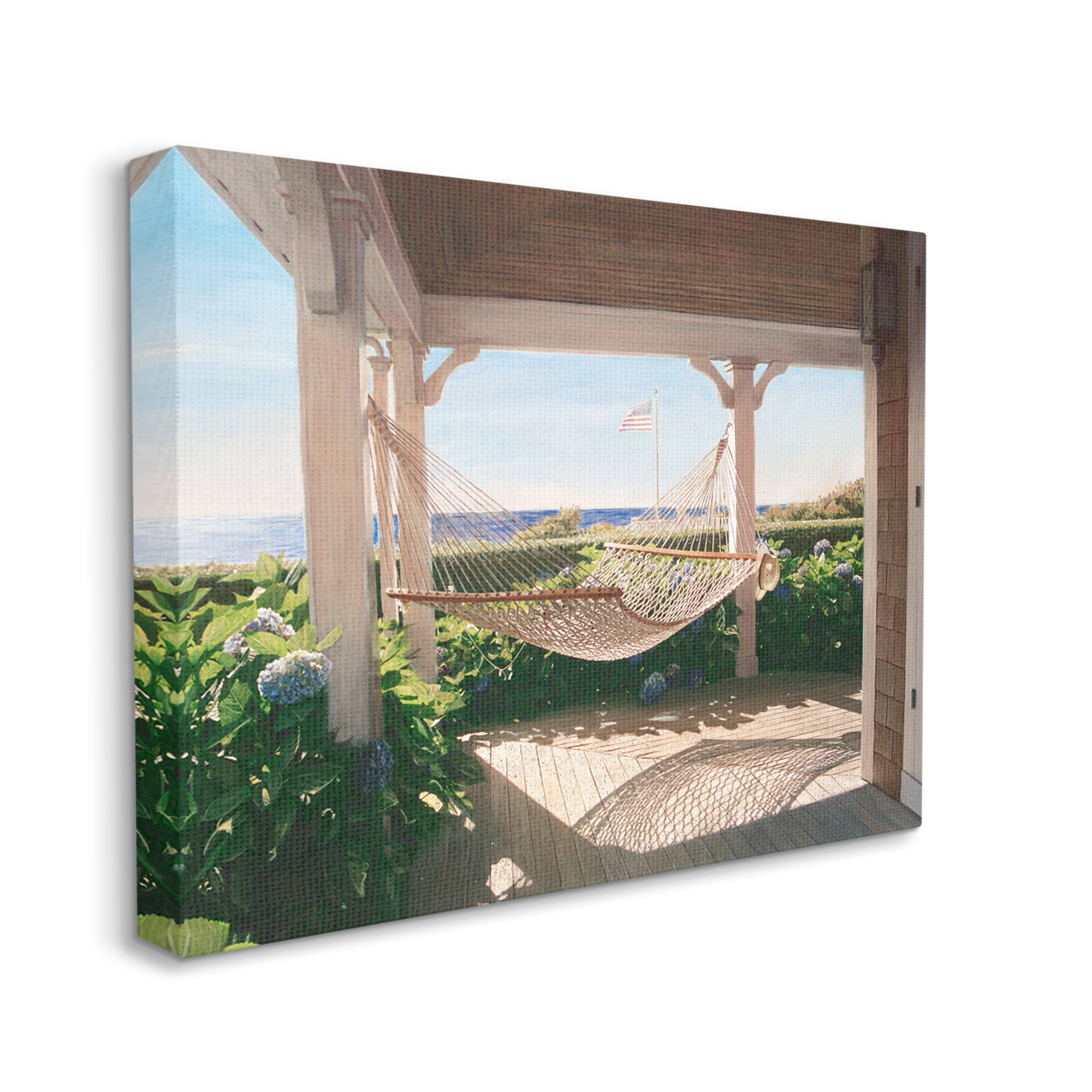 Stupell Industries Tranquil Hammock Warm Sunlit Porch Rural Garden Painting Gallery Wrapped Canvas Print Wall Art, Design by Tom Mielko