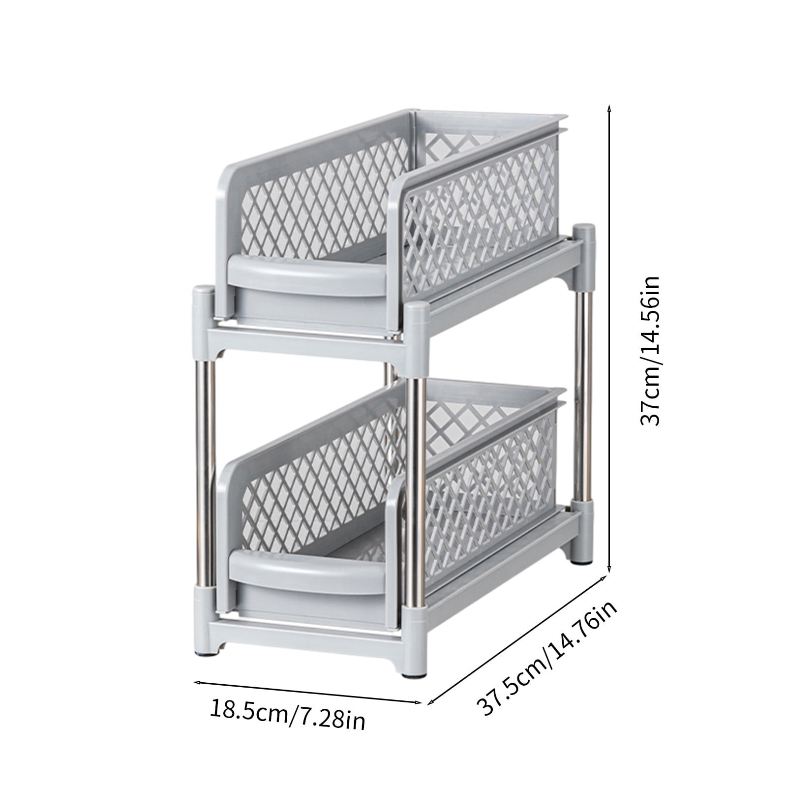 Yunuuuoa Under Sink Organizer Slide Out Storage Rack, Pull Out Cabinet Organizer Drawer for Kitchen Bathroom Laundry, Heavy Duty Plastic Under Counter Shelf Organizer with Steel Frame