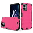 thumbnail image 2 of Designed for Boost Mobile Celero SC 5G (2024) Hybrid Dual Layer Slim Defender Armor Metallic Brush Texture Shockproof Hard PC + TPU Rubber Phone Case Cover [Hot Pink], 2 of 9