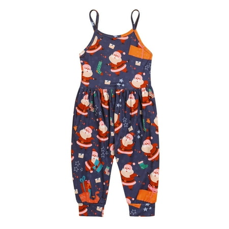 

kpoplk Fall Outfits For Toddler Girls Toddler Baby Girl Christmas Outfits Long Sleeve Jumpsuit Turkey Romper Ruffle Bodysuit Onesie Clothes(Navy)