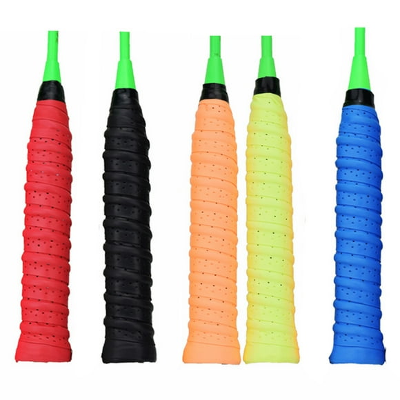 5 Pack Super Absorbent Racket Grip, PU Anti Slip Racquet Grip, Badminton Tennis Squash Baseball Handle GripTape, Super Breathable Perforated Grips, Replacement Grip Tape