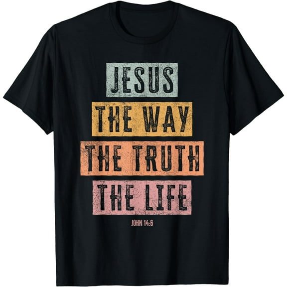 Christian T Shirt Women Men Kids Jesus The Way Truth Life T-Shirt