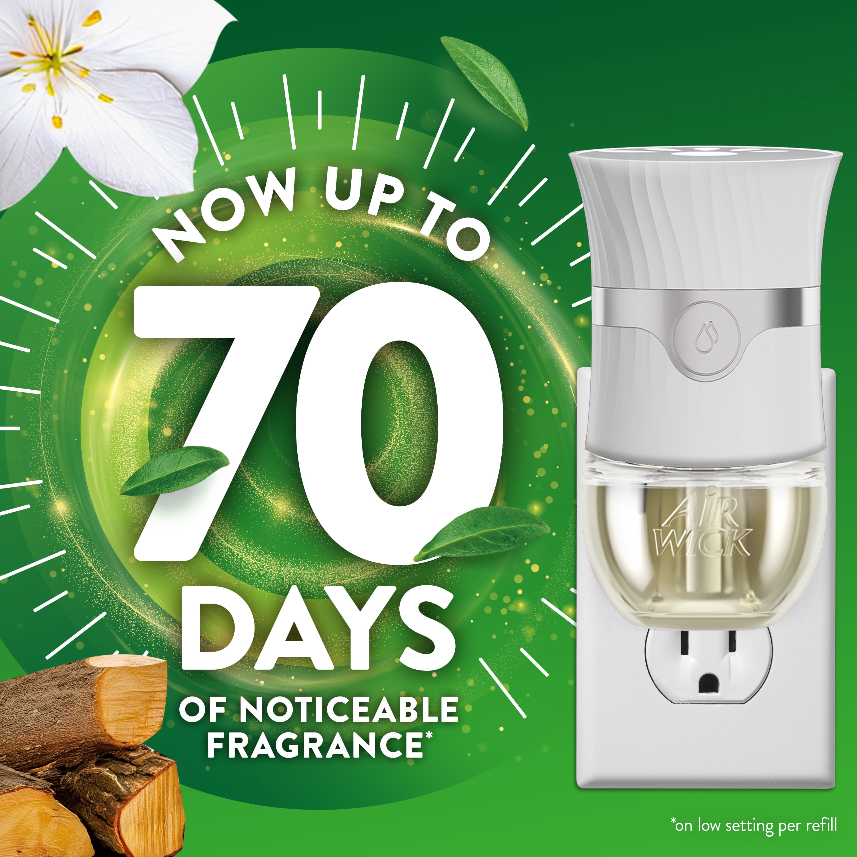 Air Wick Plug-in Scented Oil Warm Woods and Jasmine Refills, 4 Count