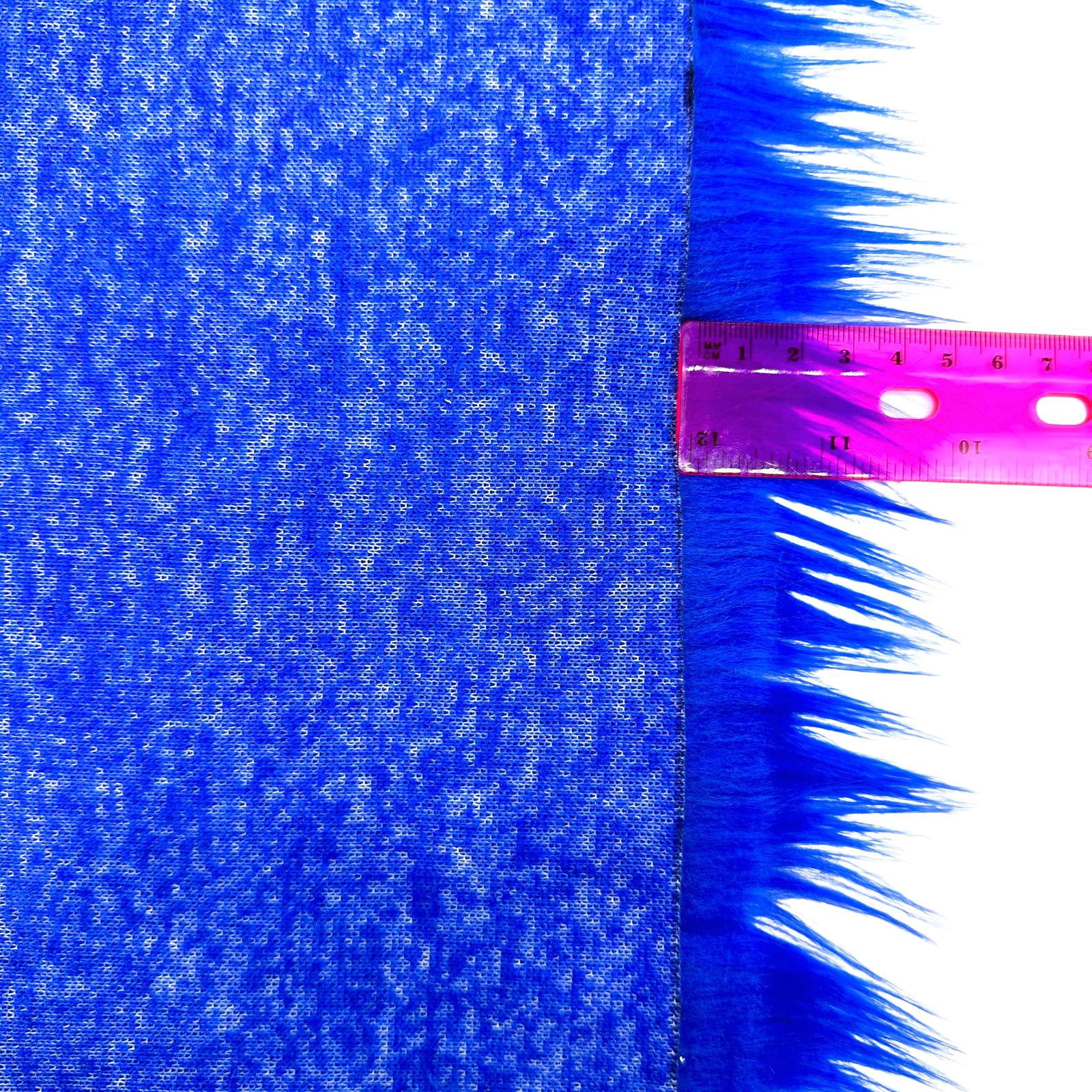 Ice Fabrics Faux Fur Fabric Squares - 30x30 Inches Pre-Cut Craft Fur Fabric - Shaggy Mohair Fabric for Costumes, Apparel, Rugs, Pillows, Decorations and More - Royal Blue Fur Fabric