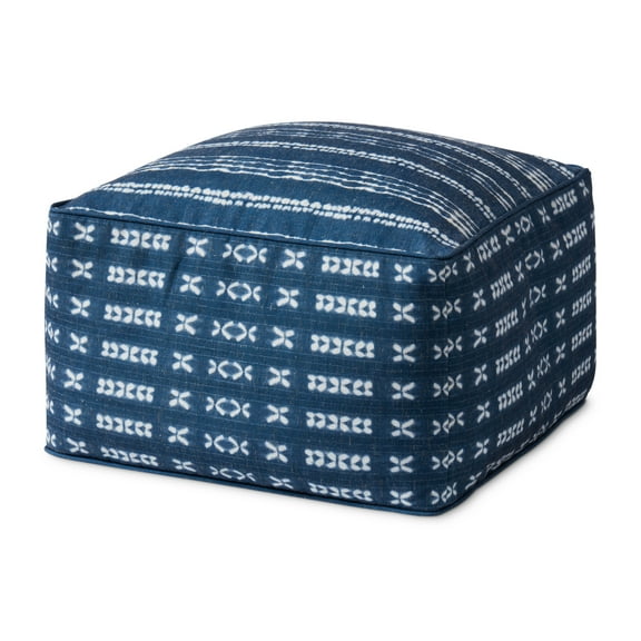 Loloi PF0007 Indigo / Ivory 20 x 20 x 12 Pouf