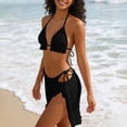 thumbnail image 6 of Aimik Women's Ruffle Bikini Sets 3 Piece Bathing Suits Textured Triangle Wrap Skirt Side Tie Cheeky Bikini Swimwear, 6 of 6