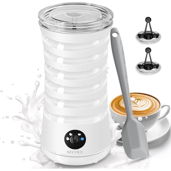 Electric Milk Frother, Automatic Milk Steamer, 4-IN-1 Hot & Cold Foam Maker-8.4oz/240ml Milk Warmer for Latte, Cappuccinos, Macchiato with Silicone Spatula, Silent Operation & Shut-off