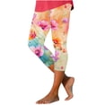 thumbnail image 5 of jjayotai Women's Floral Print Capri Leggings, High Waisted Tummy Control Tight Pants for Running Exercise Yoga Gym Workout Trousers, 5 of 7