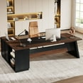 thumbnail image 1 of Tribesigns 78-Inch L-Shaped Executive Desk with Drawers & File Cabinet, Large Office Desk with Storage Shelves, Modern Computer Desk for Home Office(Walnut and Black), 1 of 5