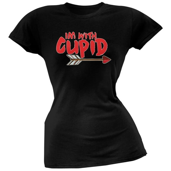 I'm With Cupid Black Soft Juniors T-Shirt - Small