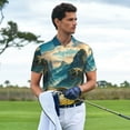 thumbnail image 3 of Logiee Valley River Dinosaur Print Mens Polo Shirts,Mens Golf Polo Shirts,Short Sleeve Casual Polo Shirts for Men,Summer Fashion Beach Shirts-Medium, 3 of 6