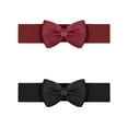 thumbnail image 1 of Cinturones elásticos de 2 piezas INSPIRE CHIC para mujer, con lazo, ancho de 2.4", elegante y lindo, para cinchar la cintura en vestidos de boda, talla 24 - 32", negro + rojo vino, 1 of 6