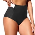 thumbnail image 4 of Women High Waisted Swimsuit Bikini Bottoms - Swim Bottom Full Coverage Bathing Suit with Pockets 2026 Black M, 4 of 5