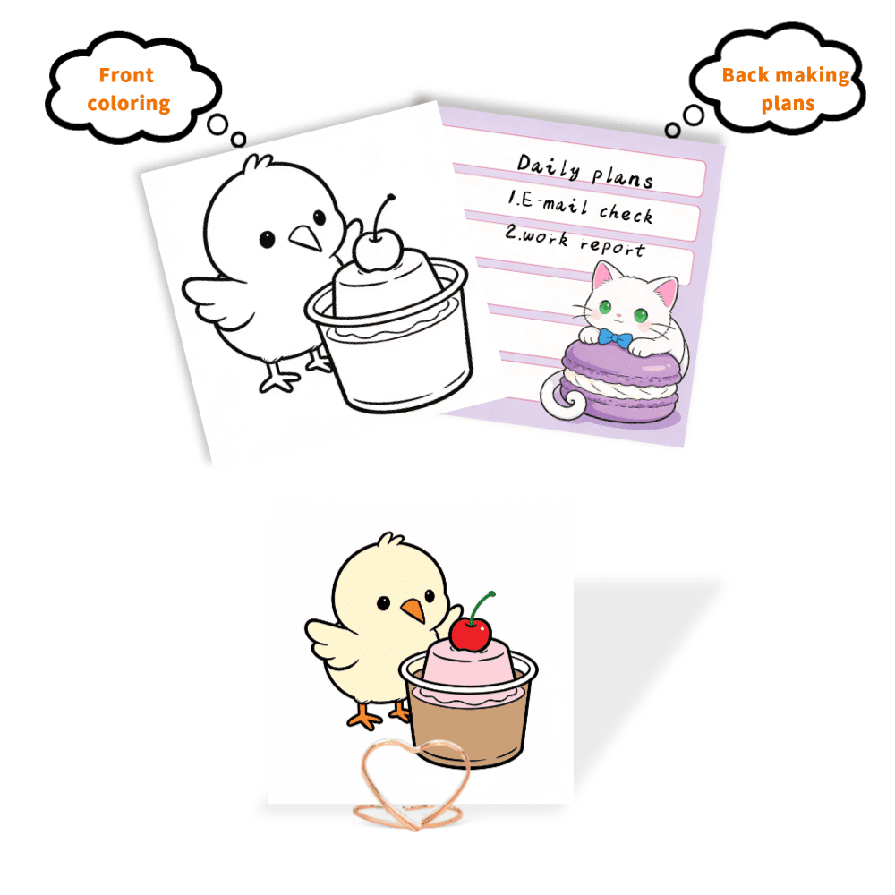 100 Pcs Double-Sided Writing & Coloring Sticky Notes: Original Unique Designs, No-Repeat Memo Pads