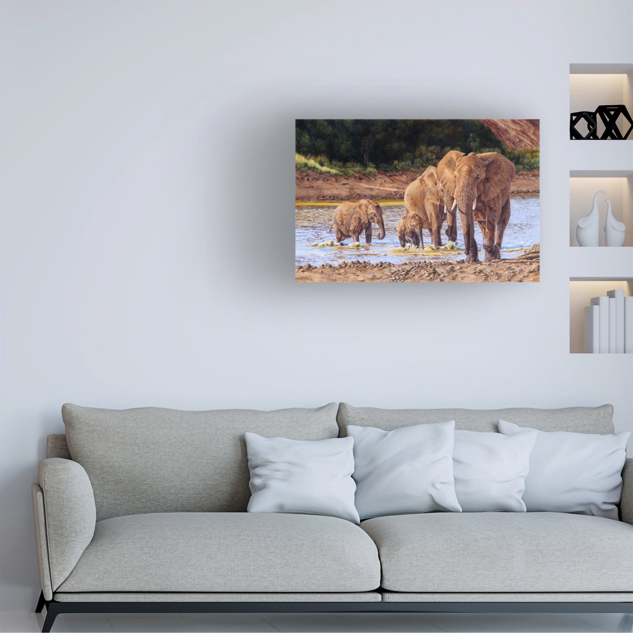 Canvas Wall Art - Delene Lambert 'Its an Elephant World' Wall Art for Living Room, Bedroom, or Office Décor by Trademark Fine Art - 47 x 30 Inches