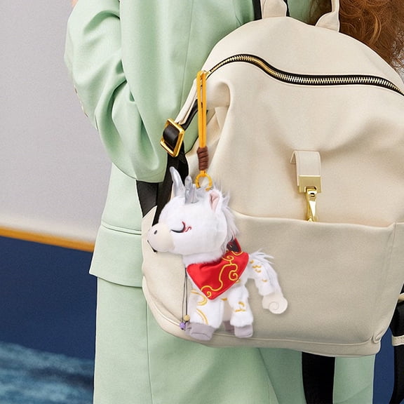 SeekLGT Cute Dragon-Horn Horse Plush Charm Soft Stuffed Mythical Animal Pendant Hanging Ornament for Car Mirror Backpack Keychain Kids Gift