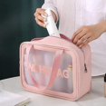 thumbnail image 5 of Neceser transparente de 3 piezas (rosa), bolsa de maquillaje, neceser de viaje transparente, bolsa de almacenamiento portátil, 5 of 5