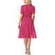 thumbnail image 3 of Vestido de Cuello Cuadrado INSPIRE CHIC para Mujeres con Estrellas Metálicas, Manga Corta, Corte A, Cintura Elástica, Midi, Talla XL, Rosa Claro, 3 of 6
