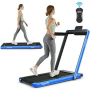 SuperFit 2.25HP 2 in 1 Dual Display Folding Treadmill Jogging Machine W/APP Control Green