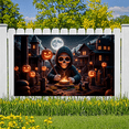 thumbnail image 6 of Gothic Design Halloween Banner Skeleton Decoration Spooky Night Graveyard Scene for Party Decor Haunted House Theme, 6 of 9