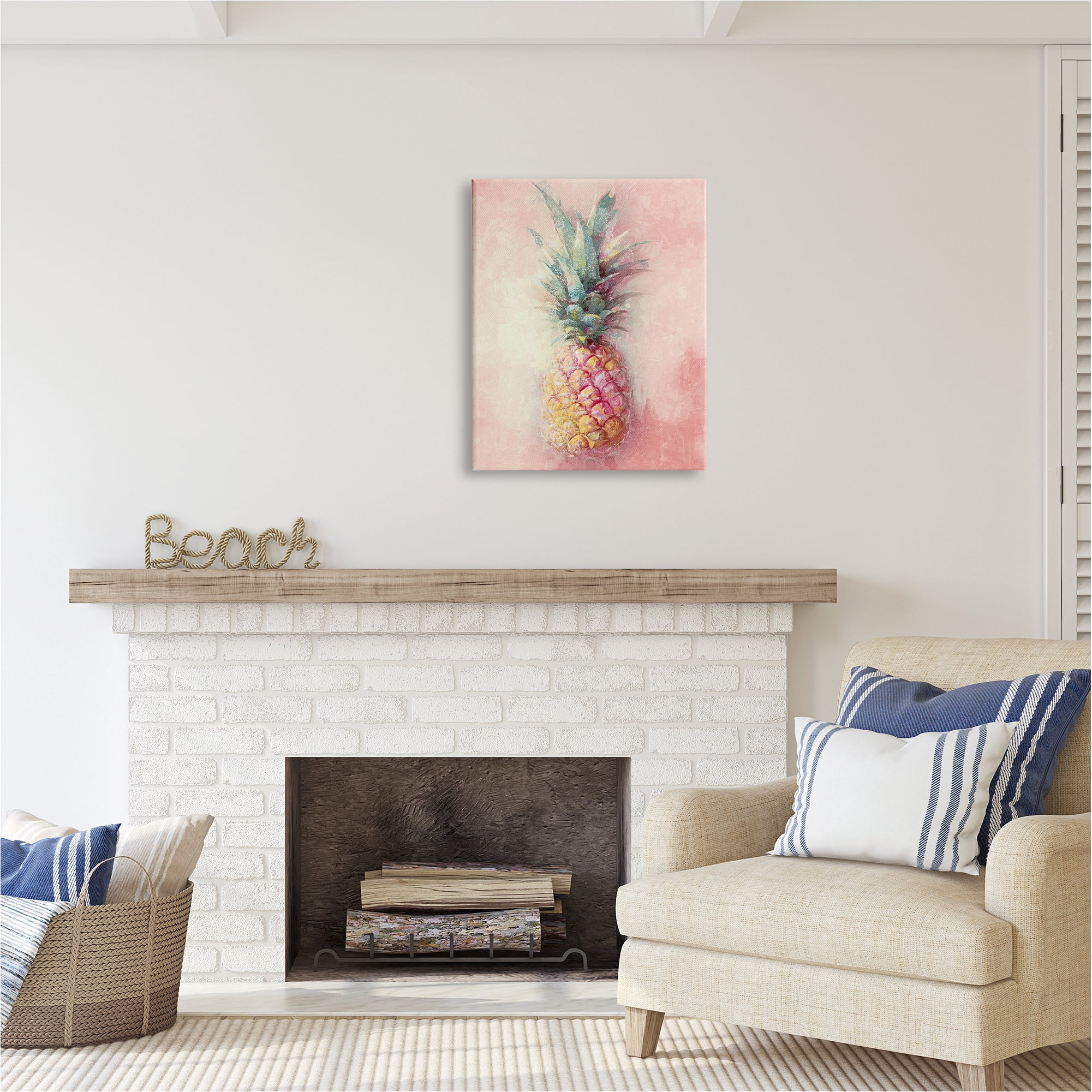 Stupell Industries Tropical Glam Pineapple Food & Beverage Painting Gallery Wrapped Canvas Art Print Wall Art, 24 x 30
