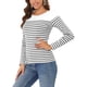 thumbnail image 4 of BLUSA DE MUJER INSPIRE CHIC T-SHIRT CASUAL DE MANGA LARGA A RAYAS EN BLOQUES DE COLOR M BLANCO GRIS, 4 of 6