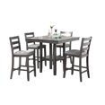 thumbnail image 6 of Contemporary 5pc Counter Height Dining In Gray, Square Table With Shelves & Chairs , Gray Cushion Seat Back, 6 of 7