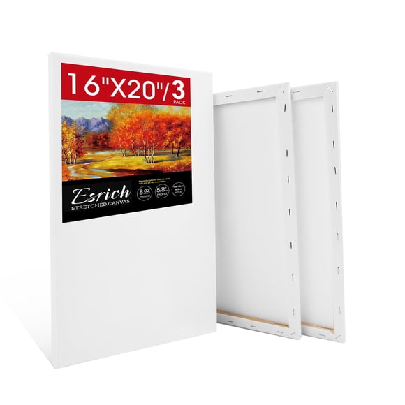 Lienzo estirado ESRICH de 40 x 50 cm, paquete de 3 unidades para óleo, acrílico y acuarela