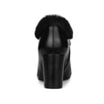 thumbnail image 2 of BLISSFUL STEP Women's Faux Fur Buckle Block Heel Ankle Boot Black 10, 2 of 7