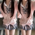 thumbnail image 4 of BUYISI Sweet Kawaii Knitted Cardigan V Neck Y2K Womens Cute Solid Color Uniform Loose Dark Gray, 4 of 9
