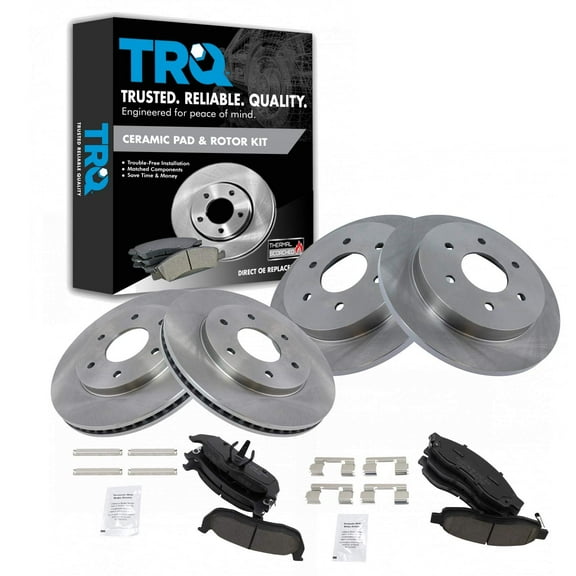 TRQ Front & Rear Ceramic Brake Pad & Rotor Kit for Nissan Armada Titan QX56 BKA11650 Fits select: 2004-2005 INFINITI QX56