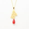 thumbnail image 3 of Mother's Day Gift Idea, Mother's Day Necklace, Red and Gold Pendant, Coral Necklace, Sterling Silver Pendant, Red Necklace, Red Stone Drops, 3 of 7