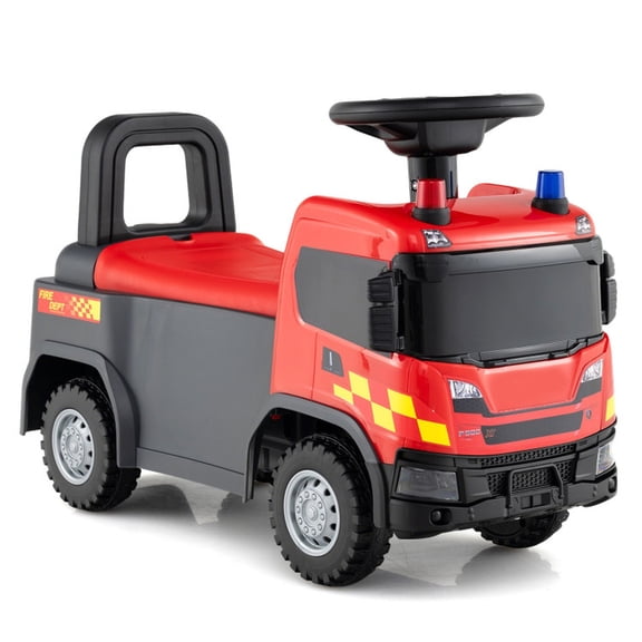 Redsmile Kids Ride On Push Car Licensed SCANIA Truck Toy for Toddlers 18 Months and Up, Foot-to-Floor Ride On Car with Working Steering Wheel, Music, and Under-Seat Storage, Holds 51 lbs, Red