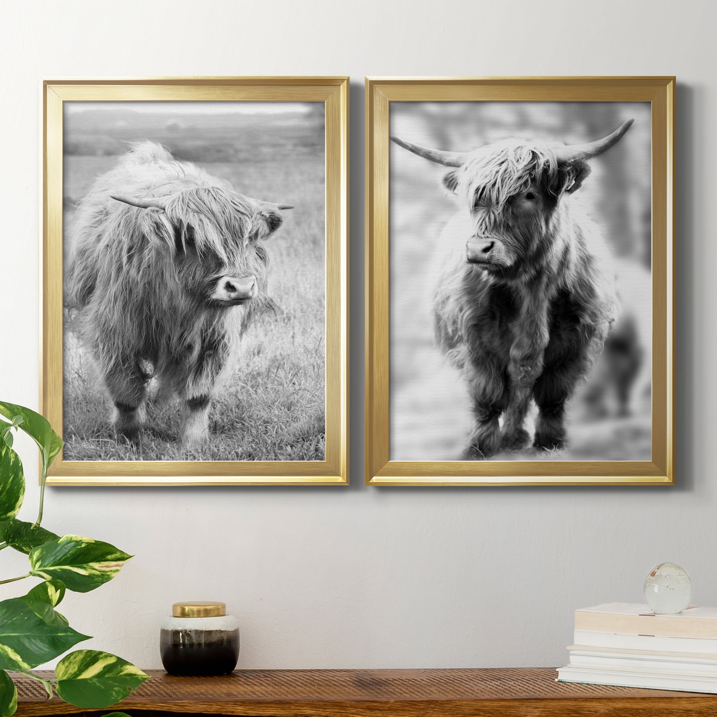 2 Piece Set Gretna Green Highland Premium Framed Canvas - Ready to Hang - 18.5 x 24.5 Each - Gold Frame